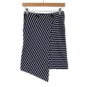Esprit Wrap Skirt Womens XS Navy White Striped Knit Viscose Stretch Outdoor